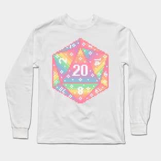 Rainbow D20 Pixel Art Long Sleeve T-Shirt